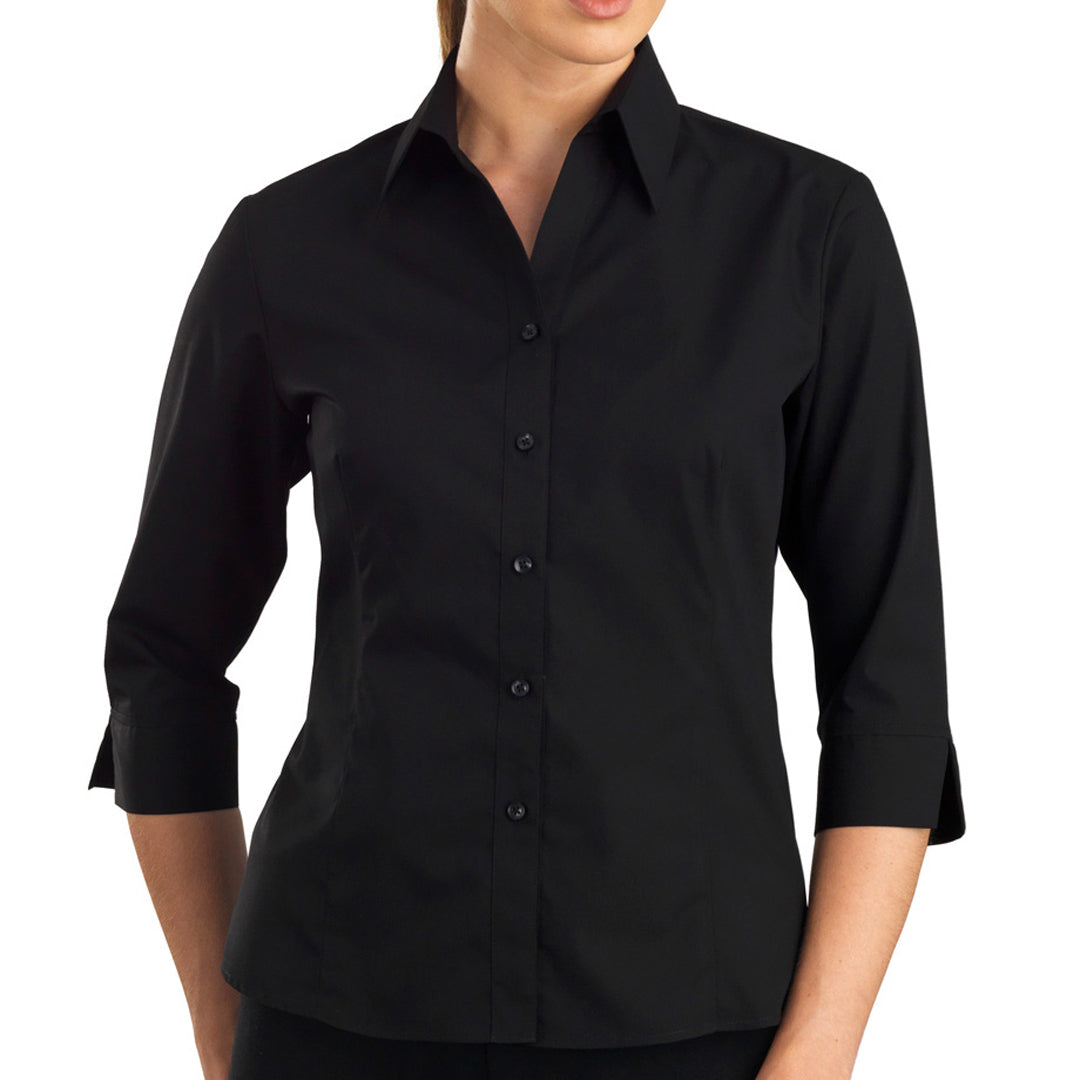 House of Uniforms The Melbourne Shirt | Ladies | 3/4 Sleeve and Long Sleeve John Kevin Black