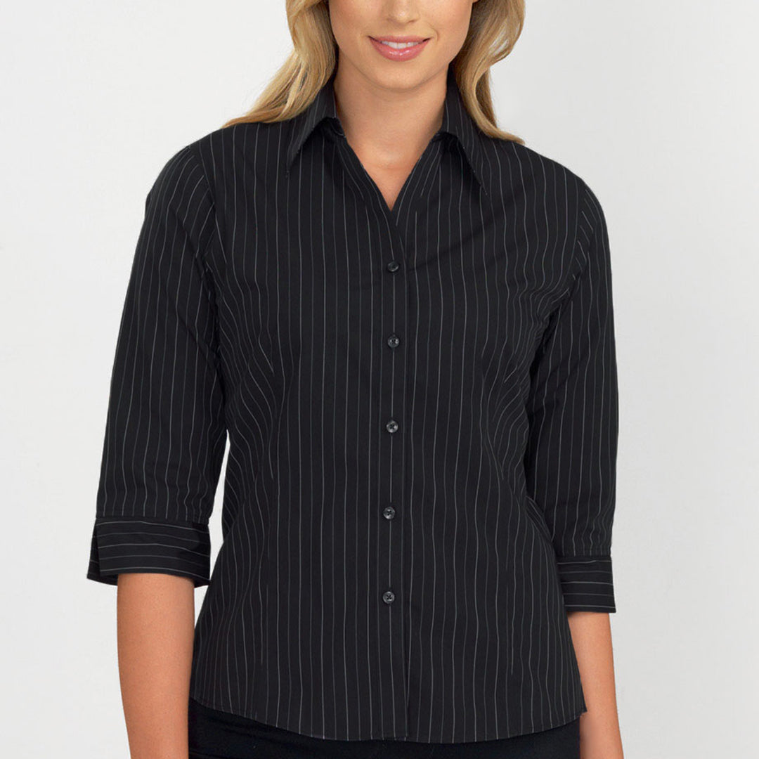 House of Uniforms The Brisbane Shirt | Ladies | 3/4 Sleeve John Kevin Black