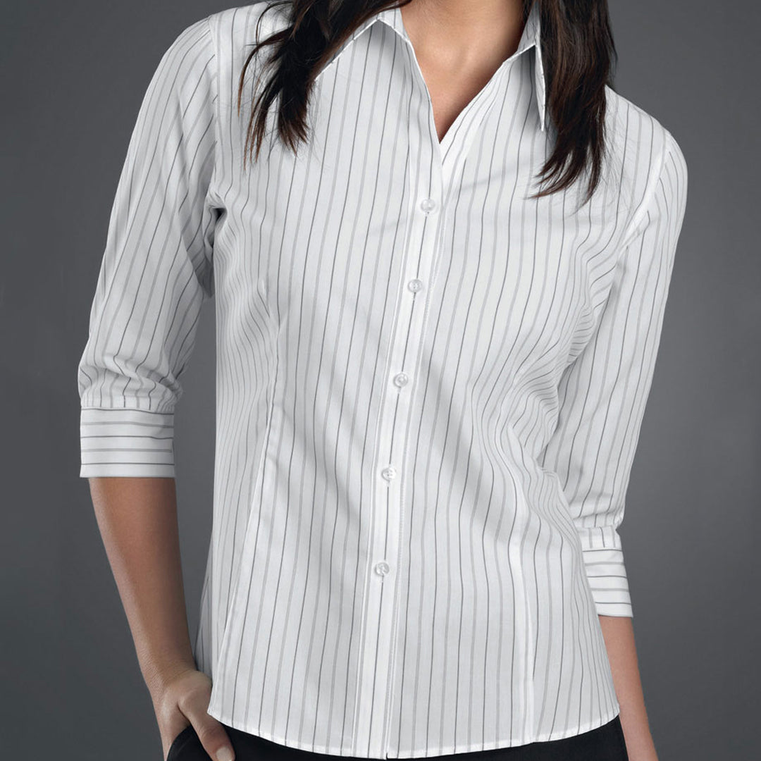 House of Uniforms The Hobart Shirt | Ladies | 3/4 Sleeve John Kevin Grey