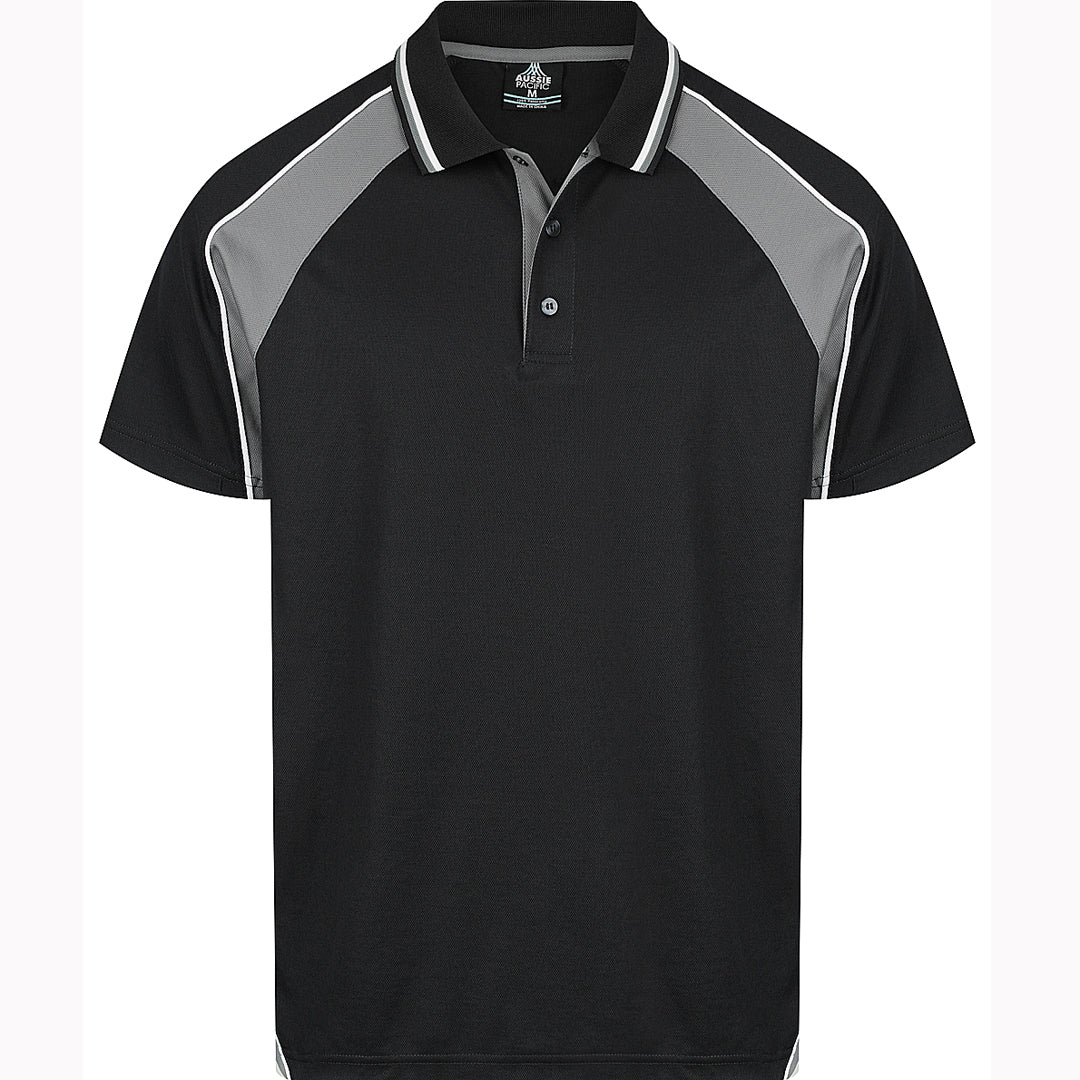 House of Uniforms The Panorama Polo | Mens | Short Sleeve Aussie Pacific Black/Ashe/White