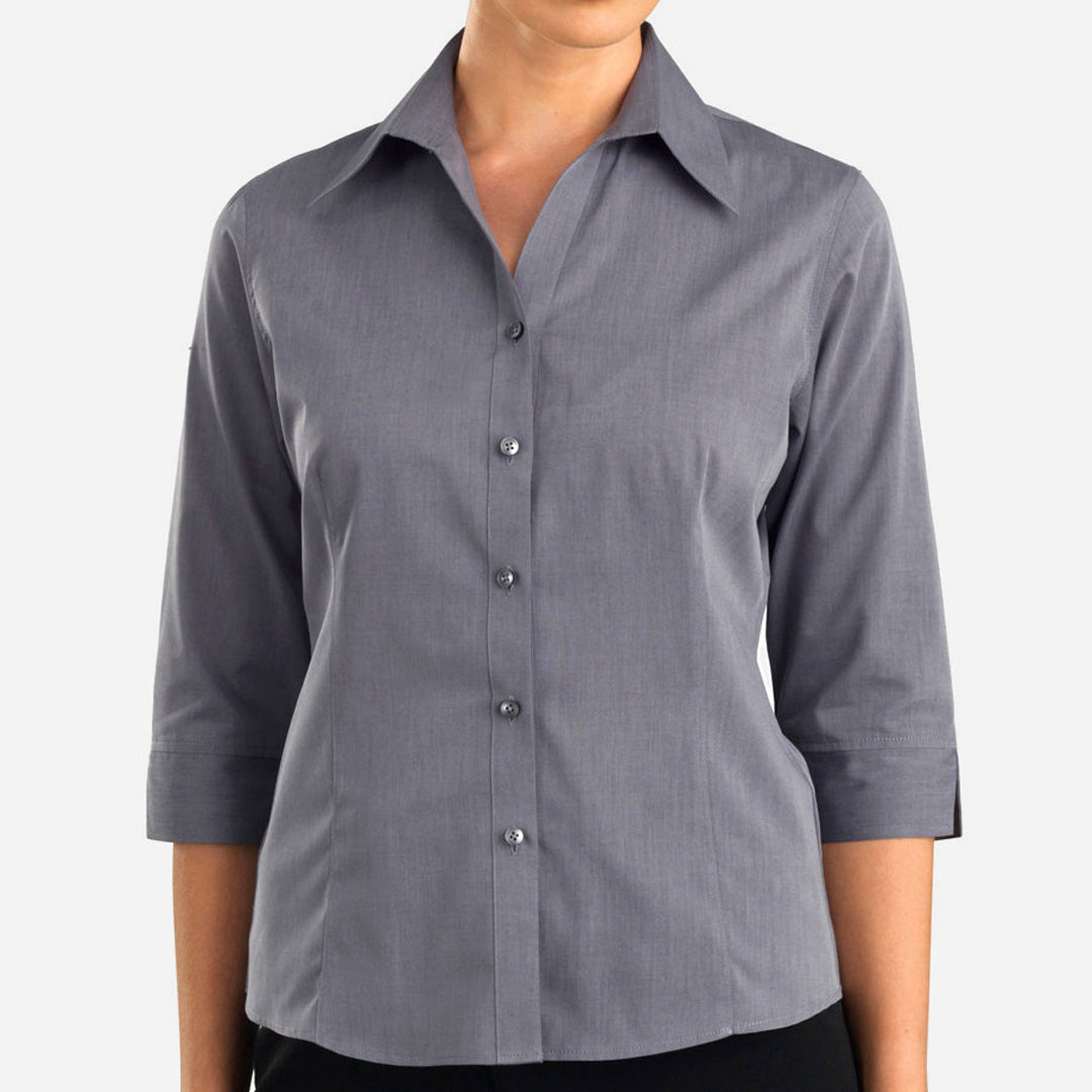 House of Uniforms The Rome Shirt | Ladies | 3/4 Sleeve John Kevin Graphite