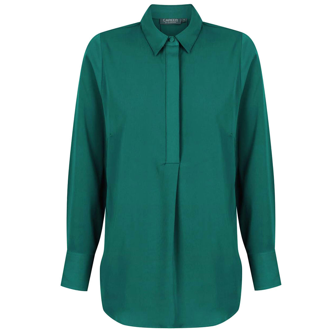 House of Uniforms The Quinn Top | Ladies | Long Sleeve Gloweave Emerald Mid
