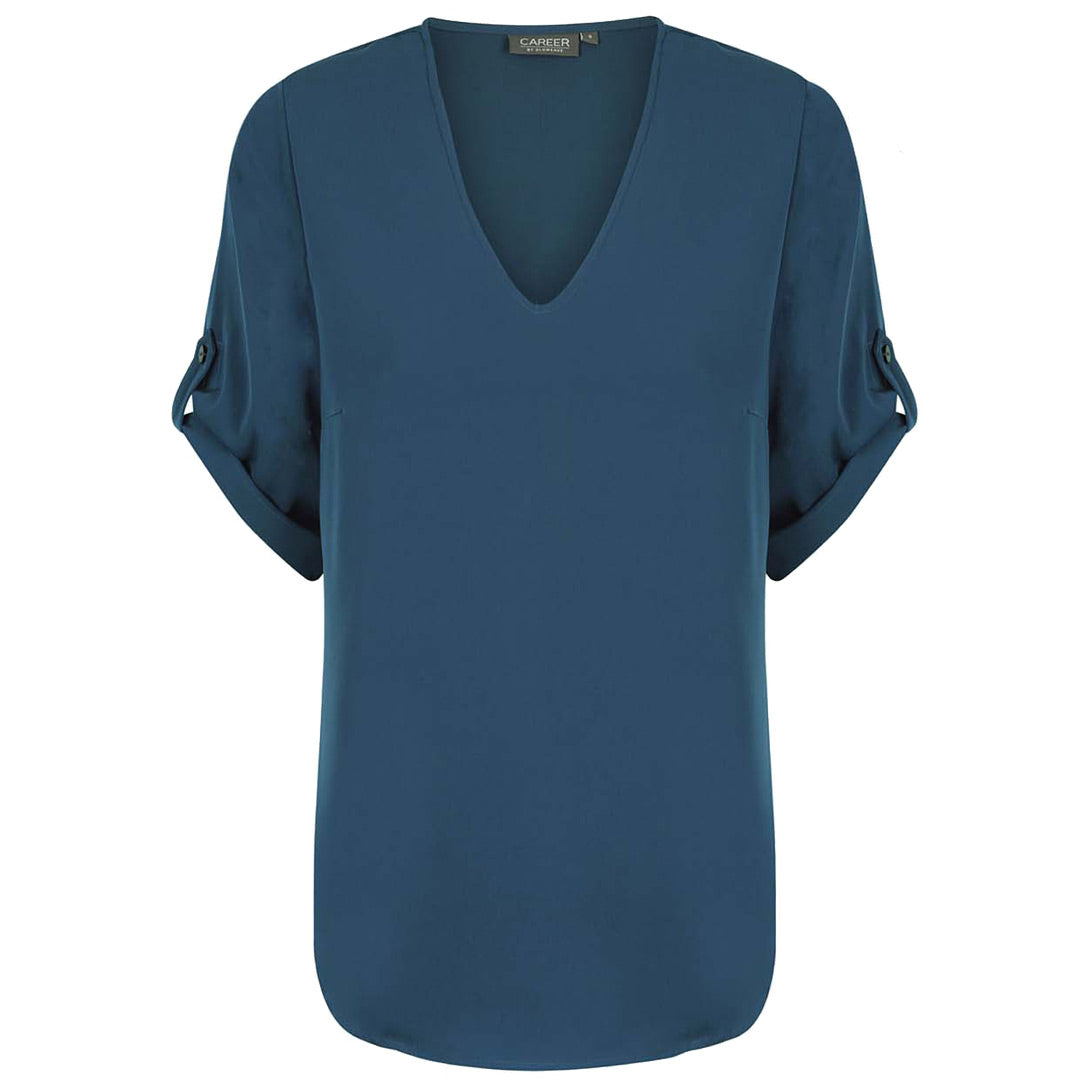 House of Uniforms The Reese V Neck Top | Ladies | Short Sleeve Gloweave