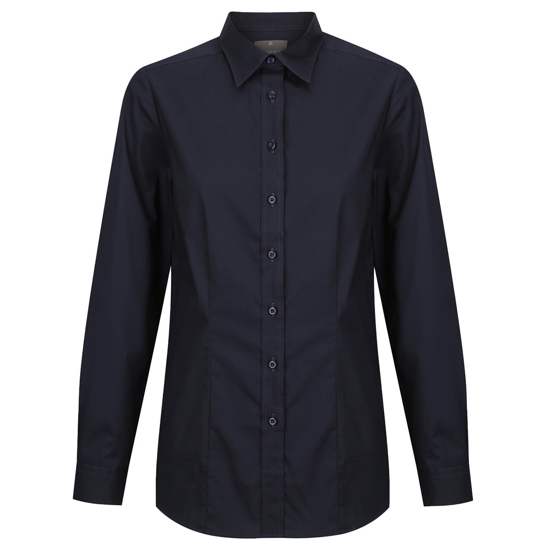 House of Uniforms The Olsen Shirt | Ladies | Long Sleeve Gloweave Navy