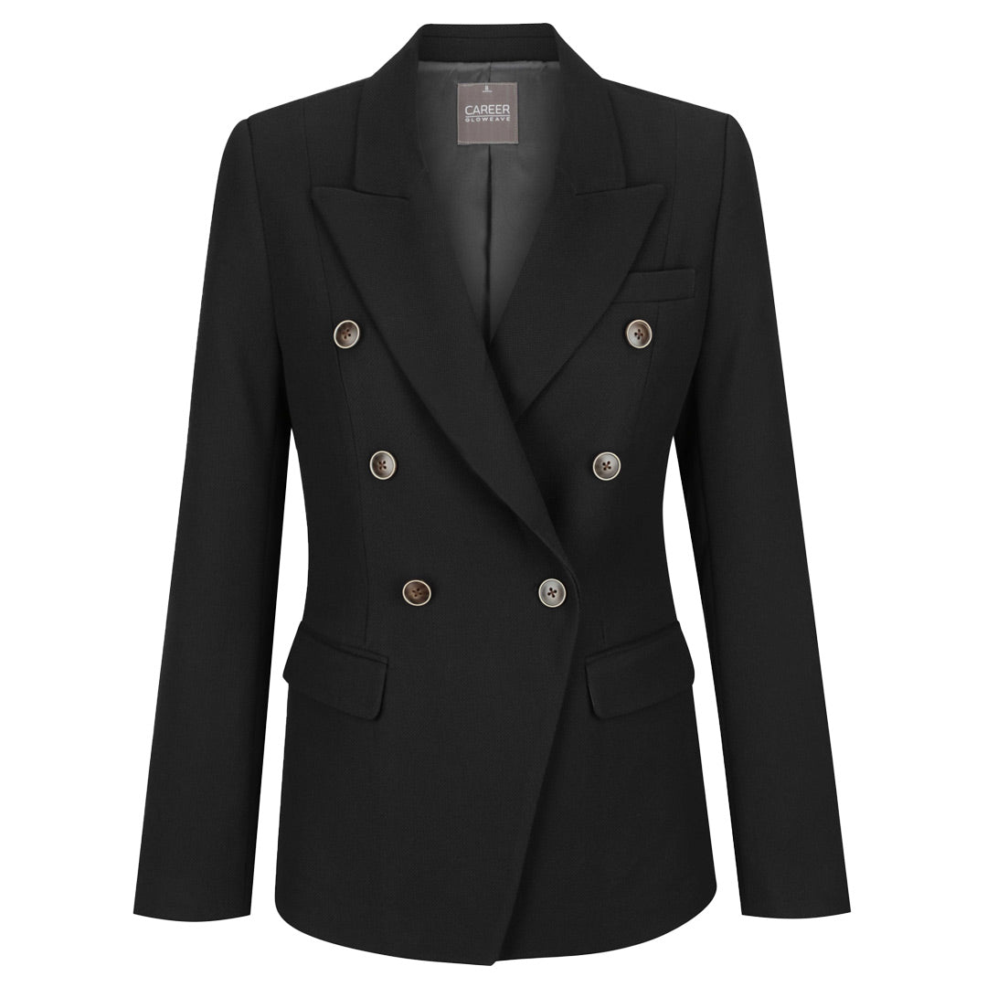 House of Uniforms The Bronte Double Breasted Blazer | Ladies Gloweave Black