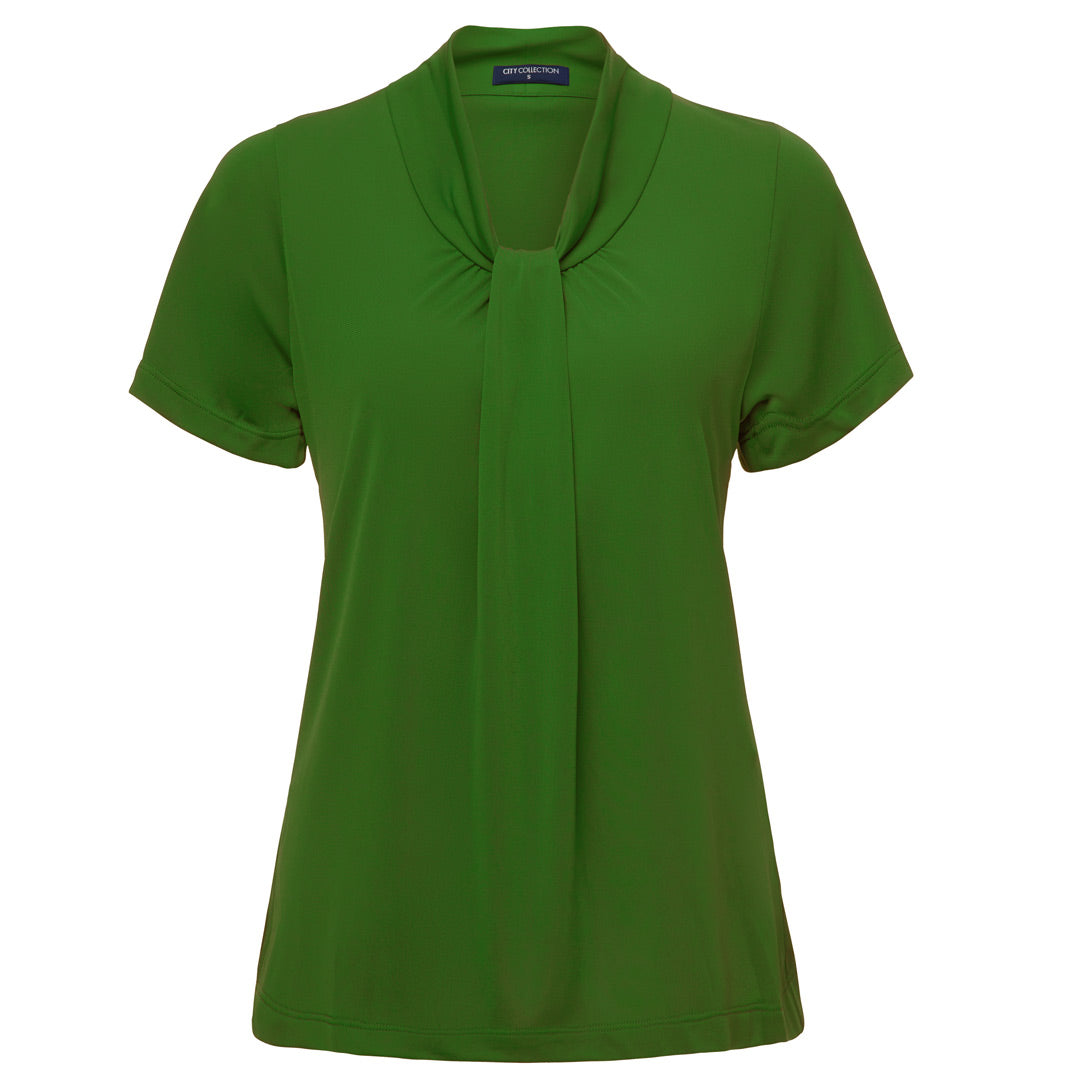 House of Uniforms The Pippa Knit Top | Ladies | Short Sleeve City Collection Green