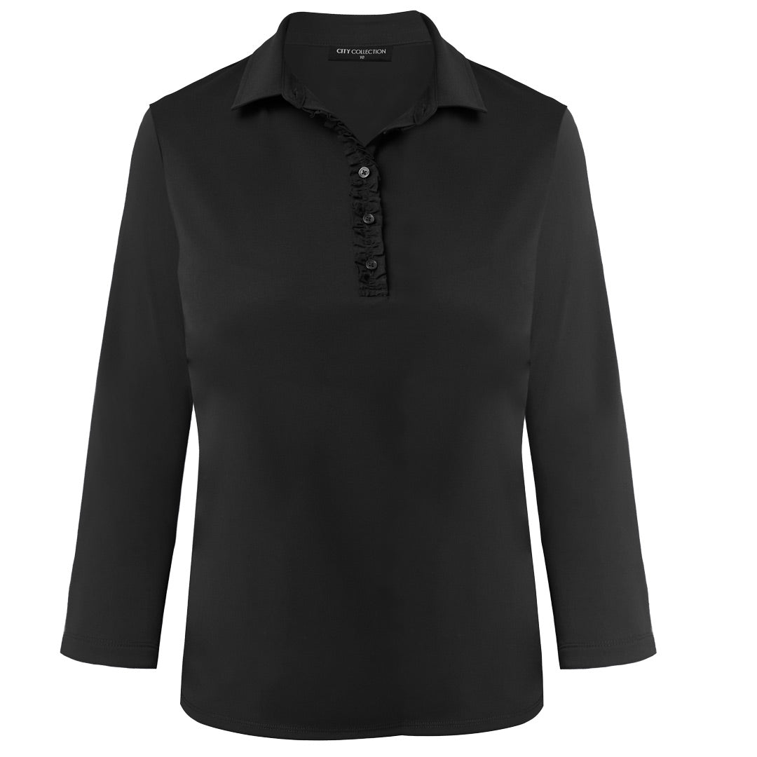 House of Uniforms The Bella Knit Top | Ladies | 3/4 Sleeve City Collection Black