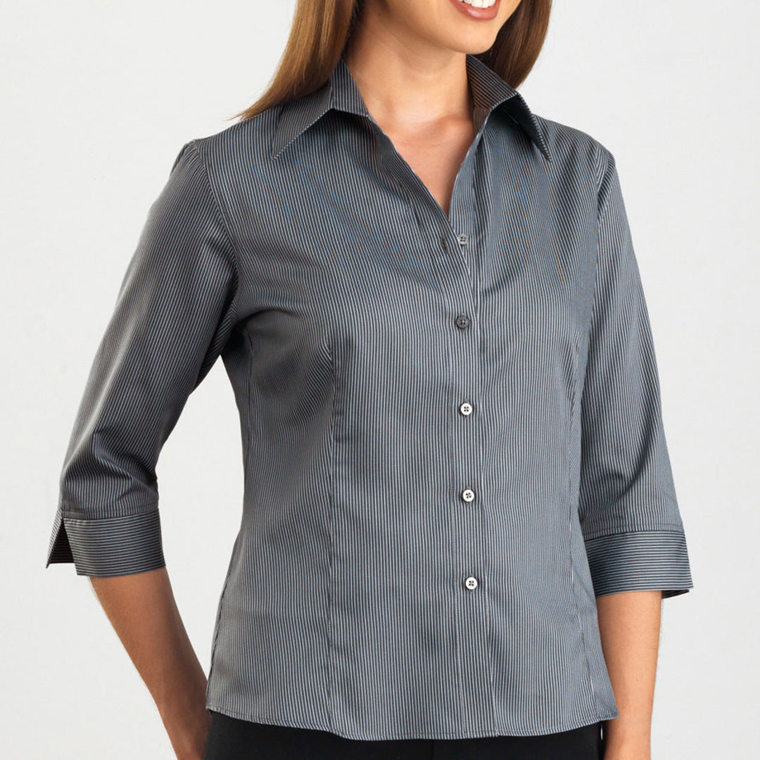 House of Uniforms The Mackay Shirt | Ladies | 3/4 Sleeve John Kevin Gunmetal