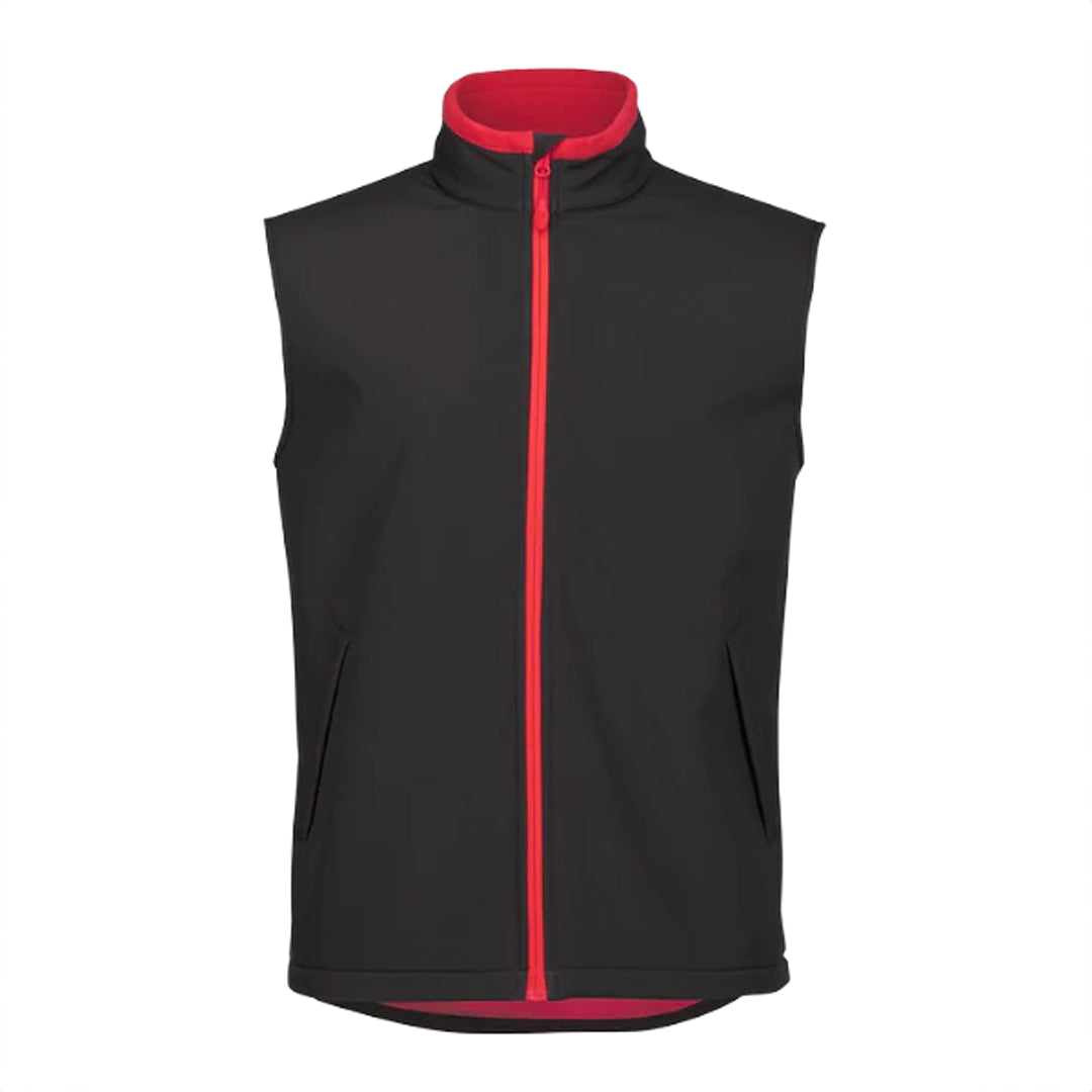 House of Uniforms The Contrast Softshell Vest | Mens Jbs Wear Black/Red