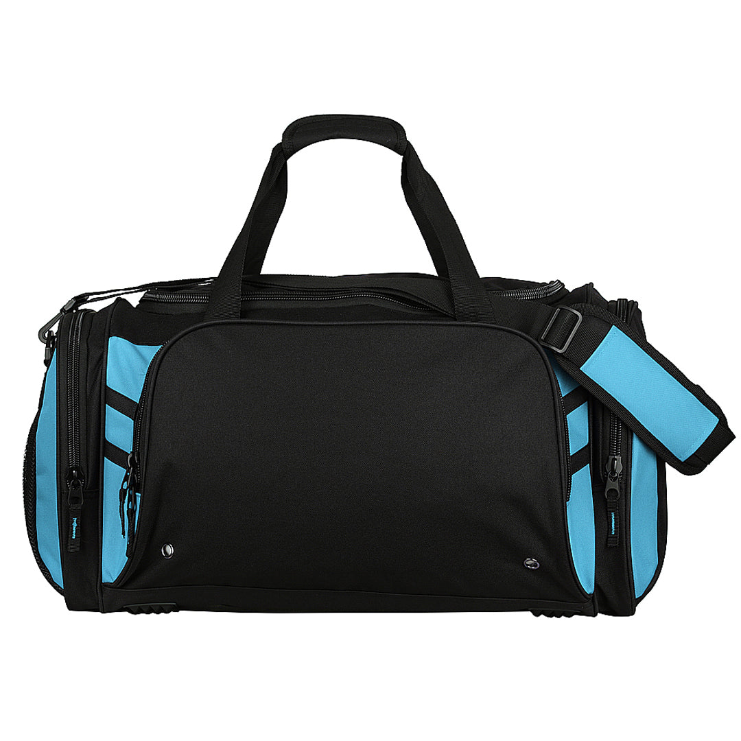 House of Uniforms The Tasman Sports Bag Aussie Pacific Black/Cyan