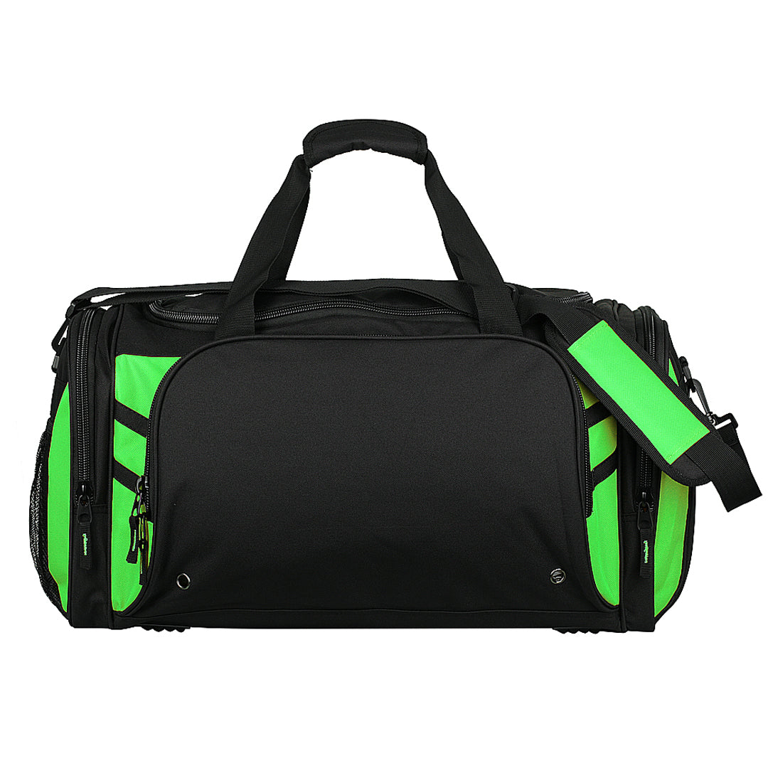House of Uniforms The Tasman Sports Bag Aussie Pacific Black/Neon Green