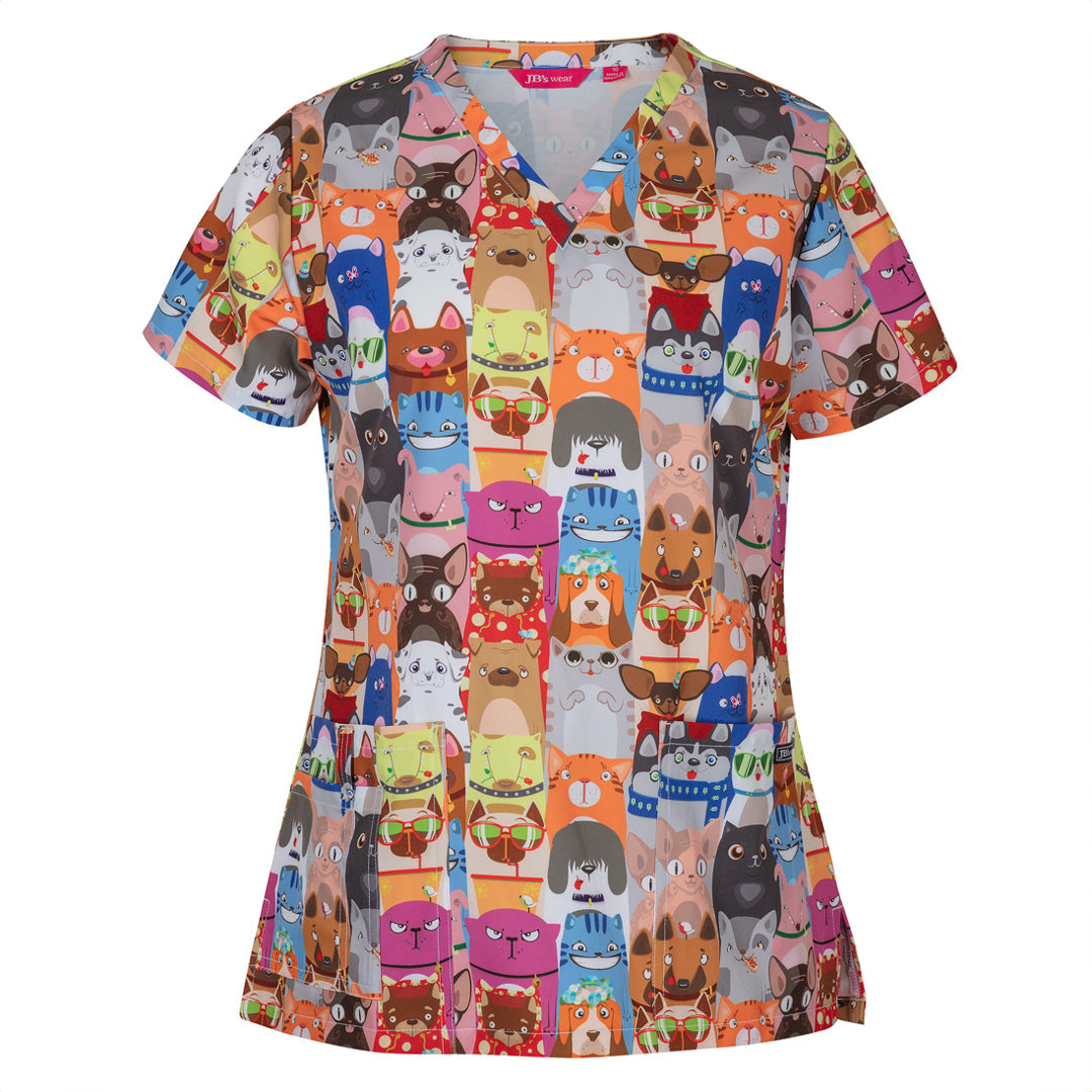 House of Uniforms The JB's Printed Scrub Top | Ladies Jbs Wear Raining
