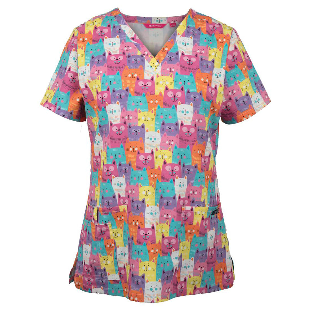 House of Uniforms The JB's Printed Scrub Top | Ladies Jbs Wear Cat