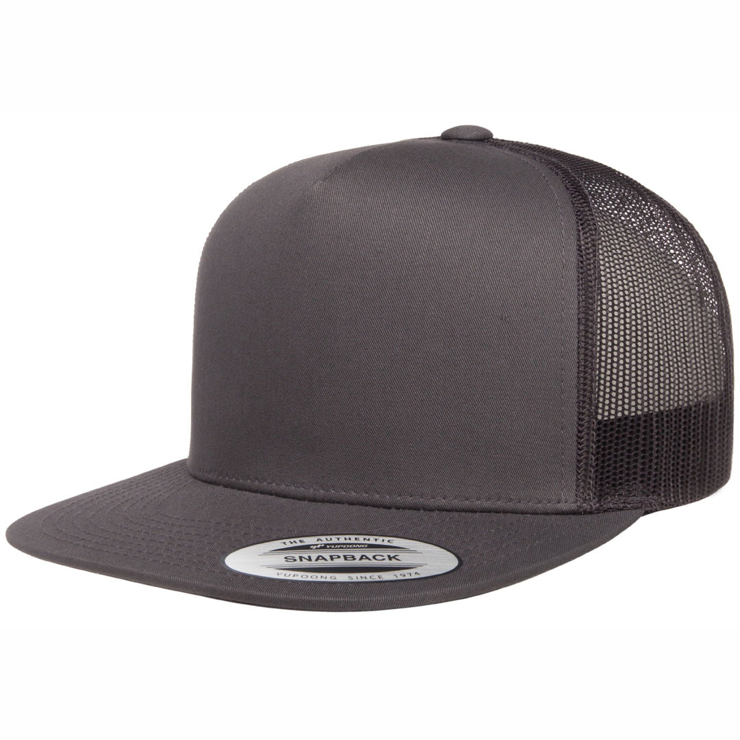 House of Uniforms The Flexfit YP Classic Flat Peak Trucker Cap Flexfit Charcoal