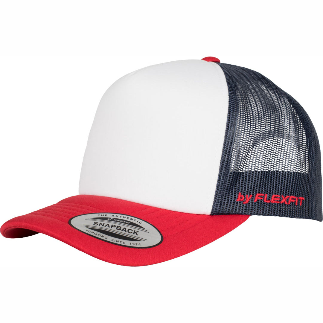 House of Uniforms The Flexfit YP Foam Front Trucker Cap Flexfit Red/Navy