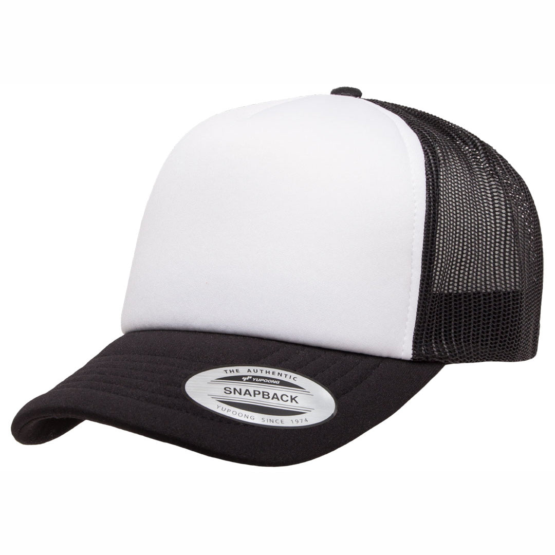 House of Uniforms The Flexfit YP Foam Front Trucker Cap Flexfit Black/White