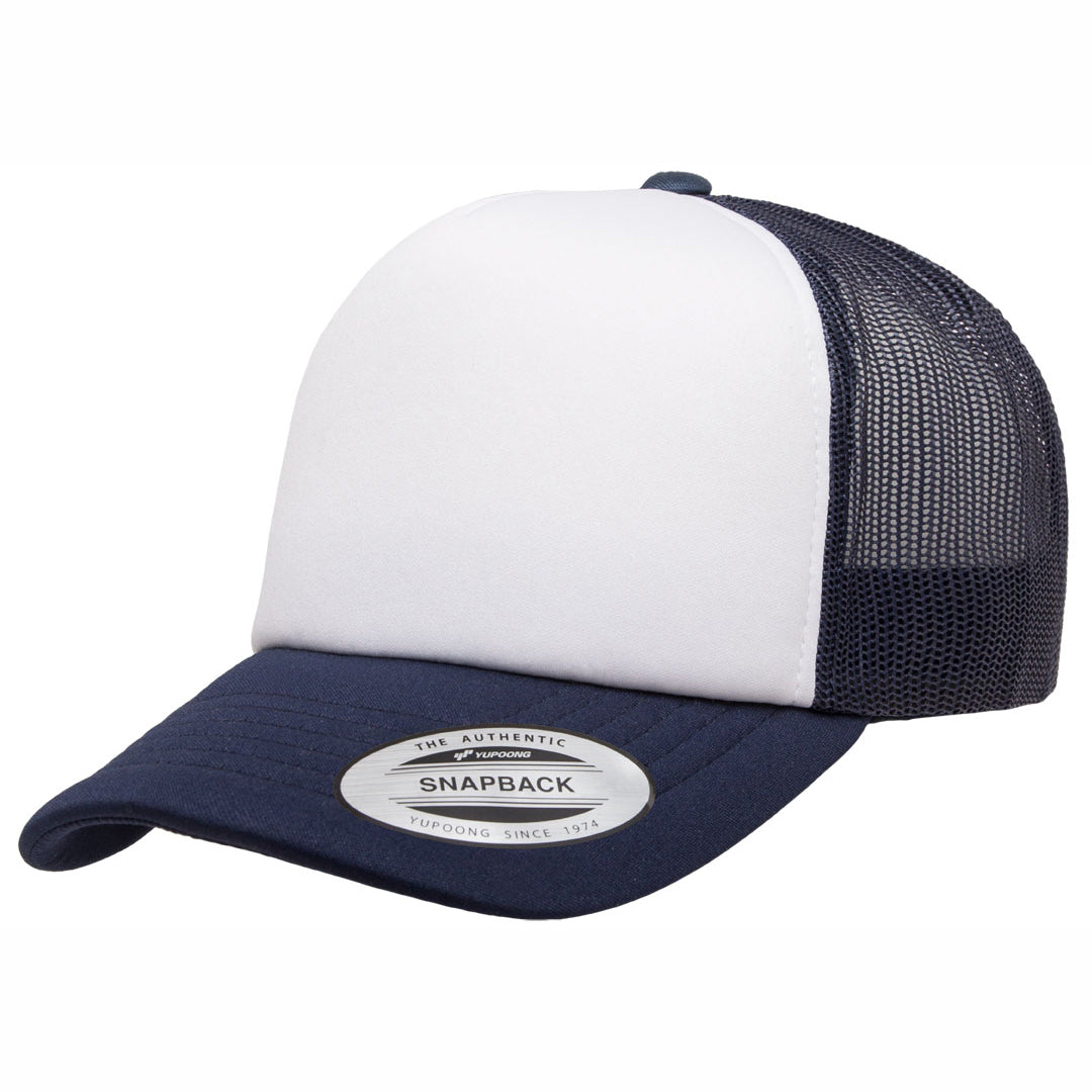 House of Uniforms The Flexfit YP Foam Front Trucker Cap Flexfit Navy/White