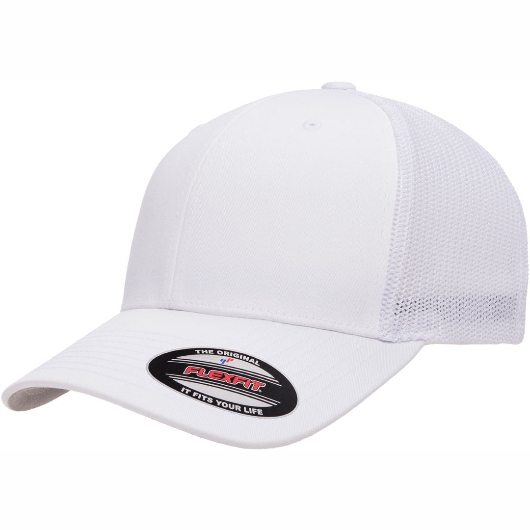 House of Uniforms The Flexfit Mesh Trucker Cap Flexfit White