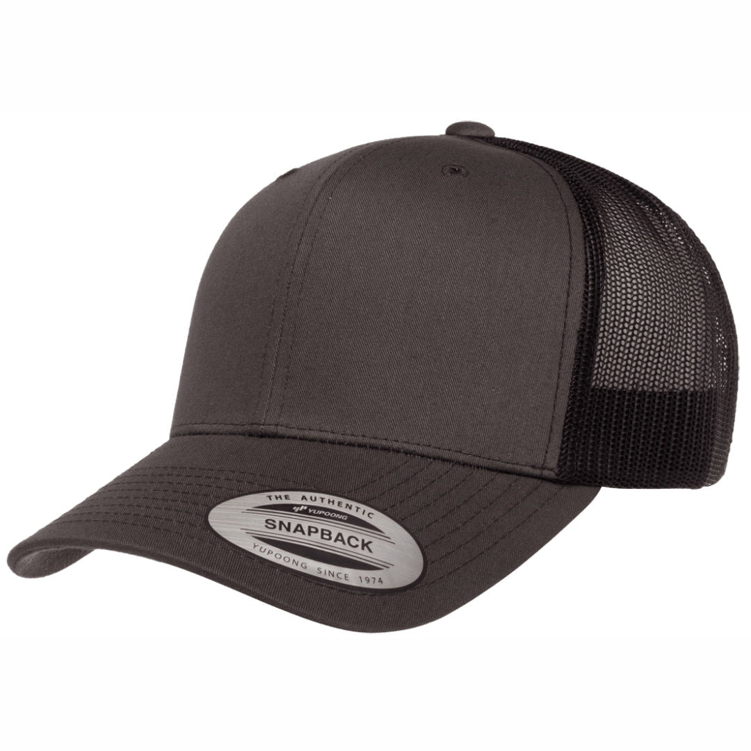 House of Uniforms The Flexfit YP Classic Retro Wade Trucker Cap Flexfit Charcoal/Black