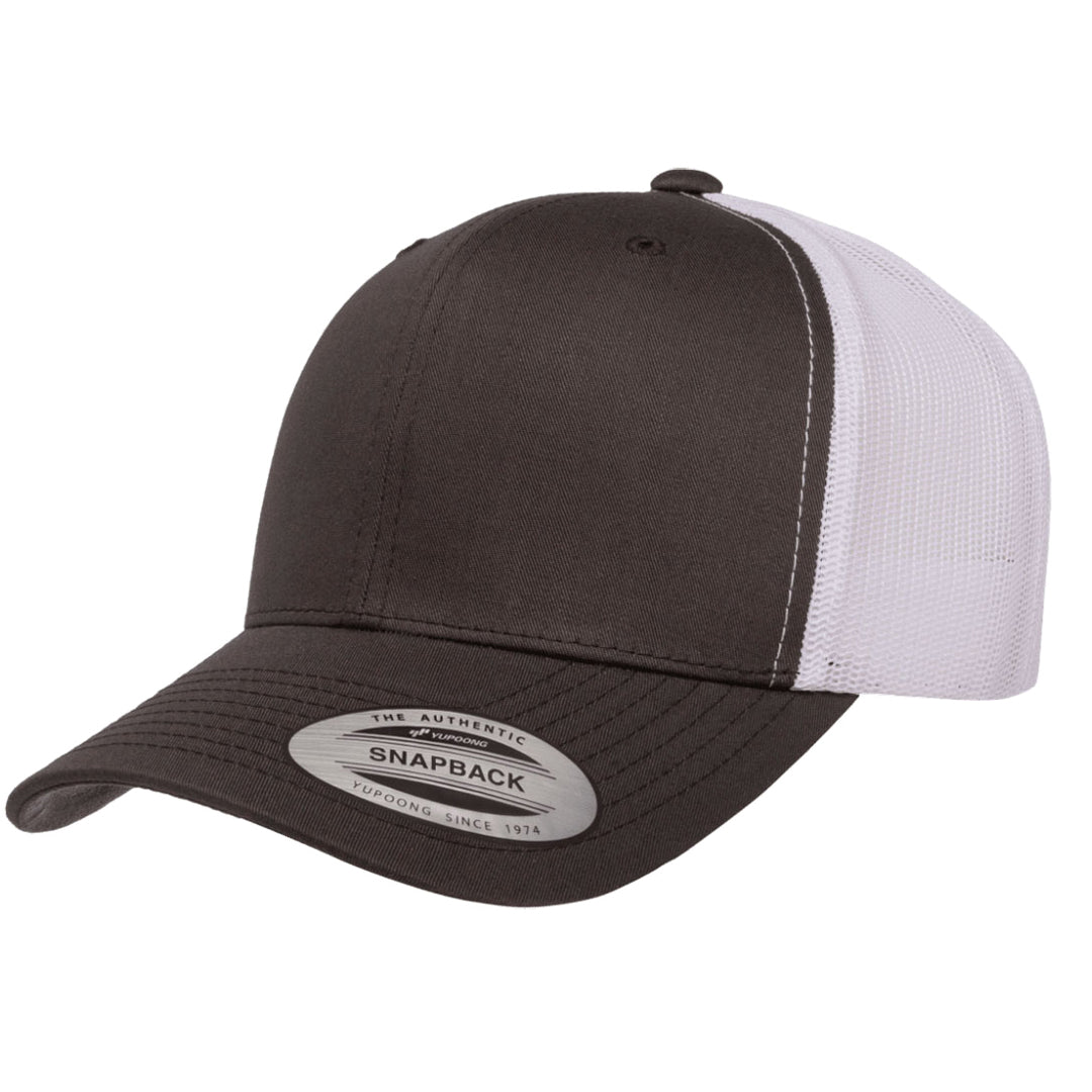 House of Uniforms The Flexfit YP Classic Retro Wade Trucker Cap Flexfit Charcoal/White