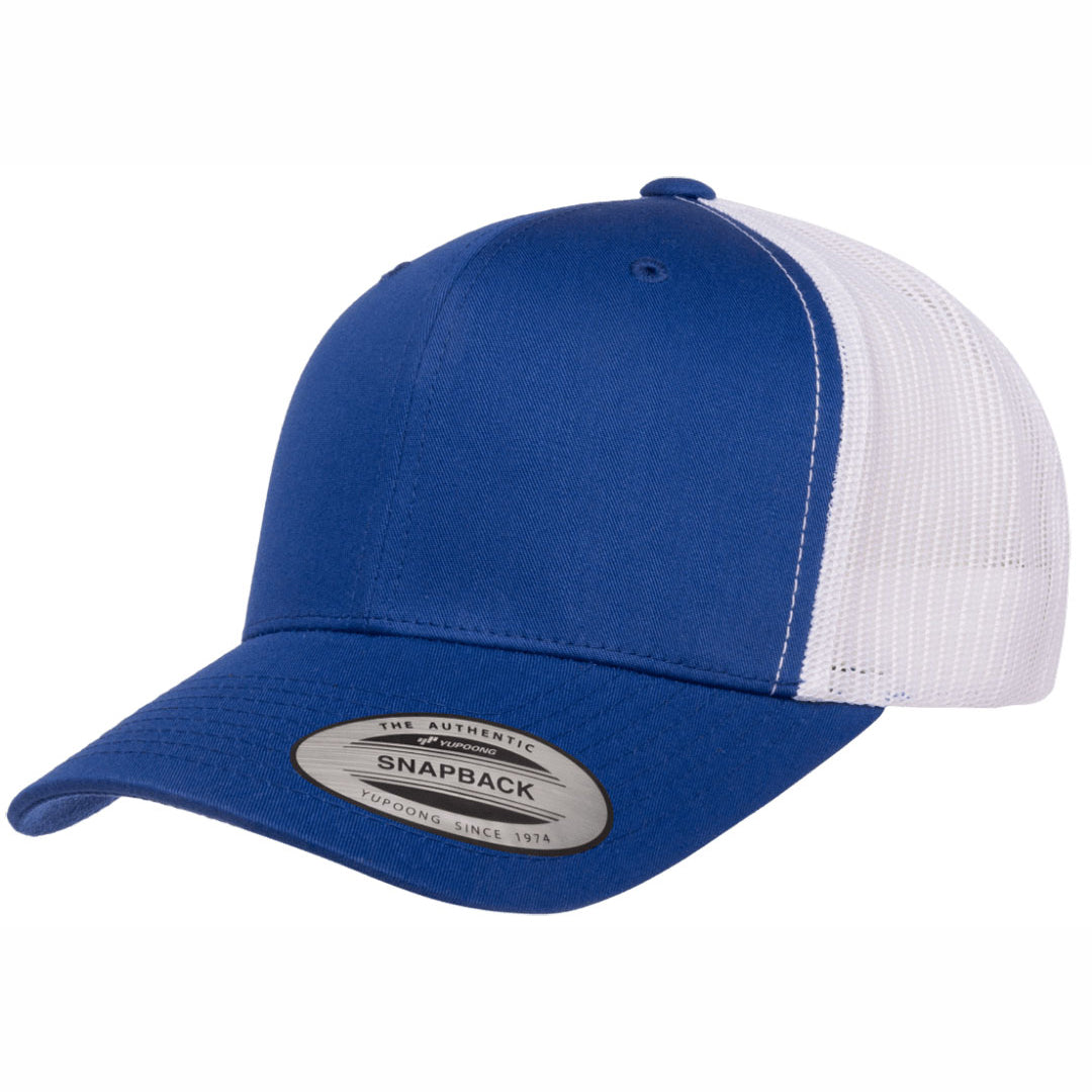 House of Uniforms The Flexfit YP Classic Retro Wade Trucker Cap Flexfit Royal/White