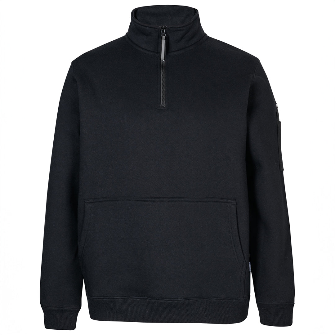 House of Uniforms The Premium Trade Zip Neck Jumper | Adults Jbs Wear Black/Black