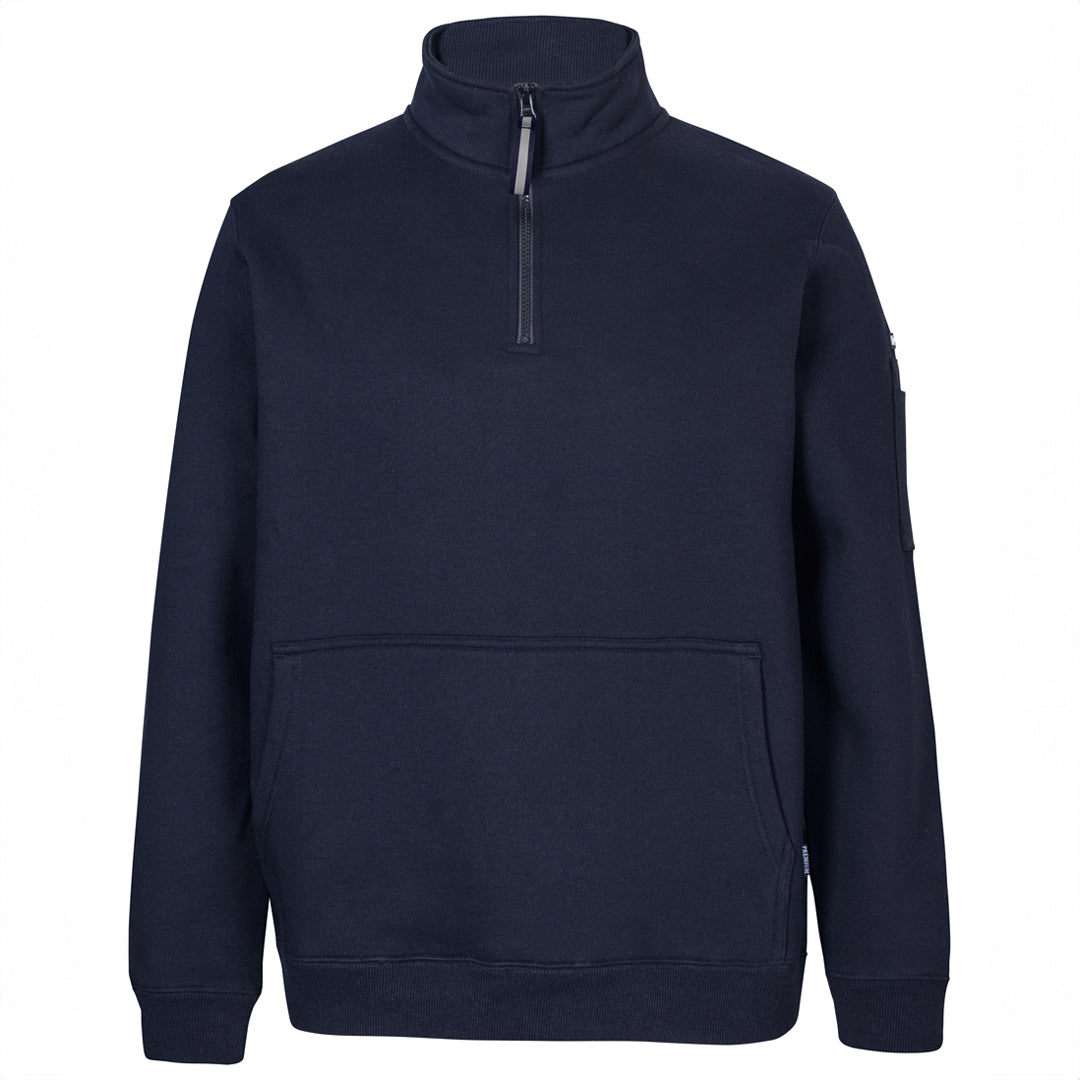 House of Uniforms The Premium Trade Zip Neck Jumper | Adults Jbs Wear Navy/Navy