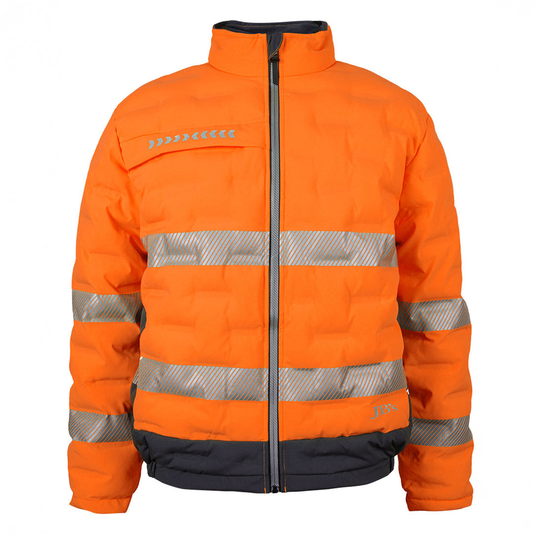 House of Uniforms The Hi Vis (D+N) Graphene Puffer Jacket | Adults Jbs Wear Orange/Charcoal