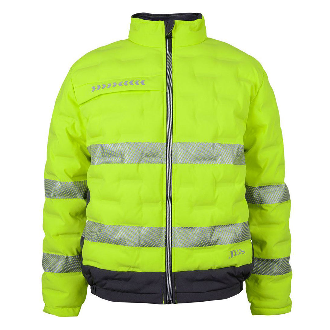 House of Uniforms The Hi Vis (D+N) Graphene Puffer Jacket | Adults Jbs Wear Lime/Charcoal