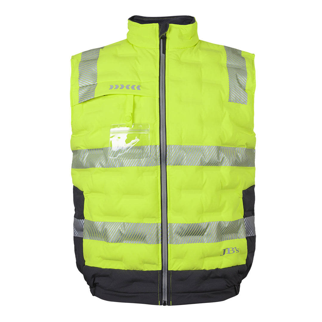 House of Uniforms The Hi Vis (D+N) Graphene Puffer Vest | Adults Jbs Wear Lime/Charcoal