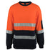 House of Uniforms The Hi Vis D/N Cotton Crew Neck Jumper | Adults Jbs Wear Orange/Navy