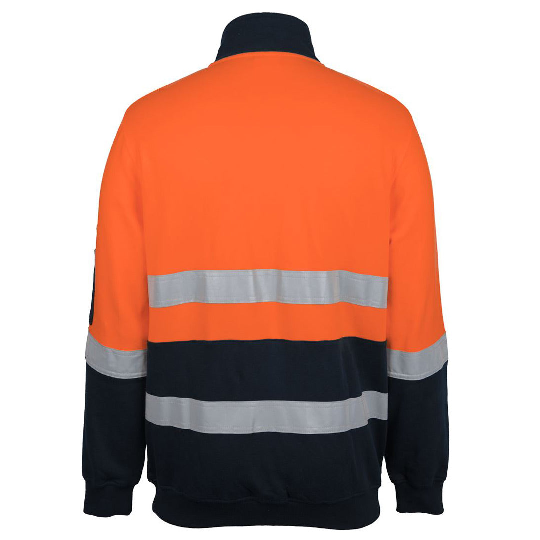 House of Uniforms The Hi Vis D/N Zip Neck Cotton Fleece Jumper | Adults Jbs Wear