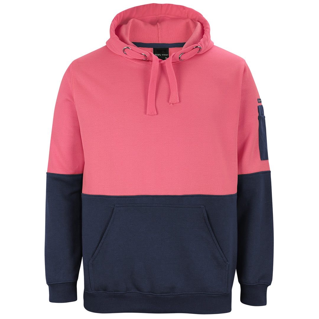 House of Uniforms The Hi Vis Pull Over Hoodie | Adults Jbs Wear Pink/Navy