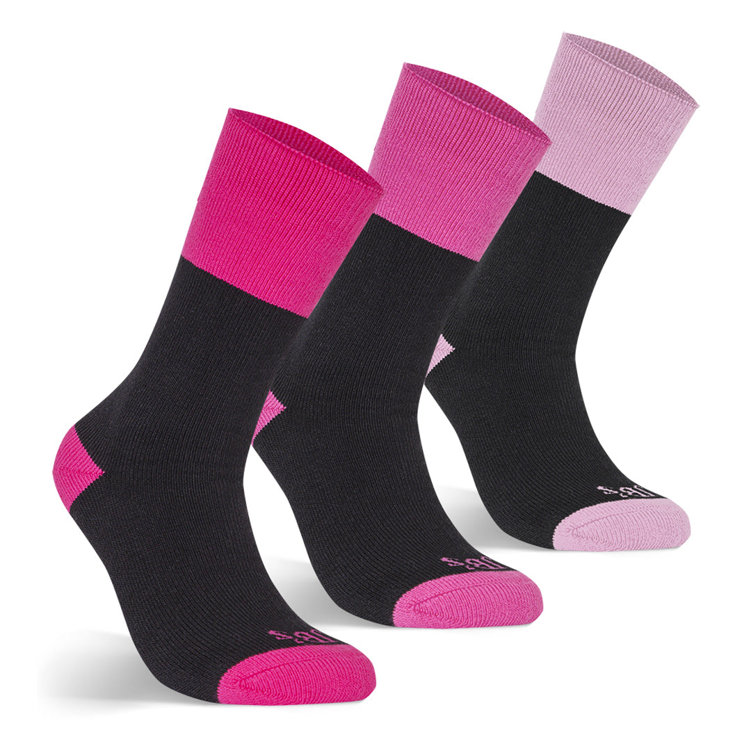 House of Uniforms The Ladies Work Sock | 3 Pack Jbs Wear Black/Pink Mix