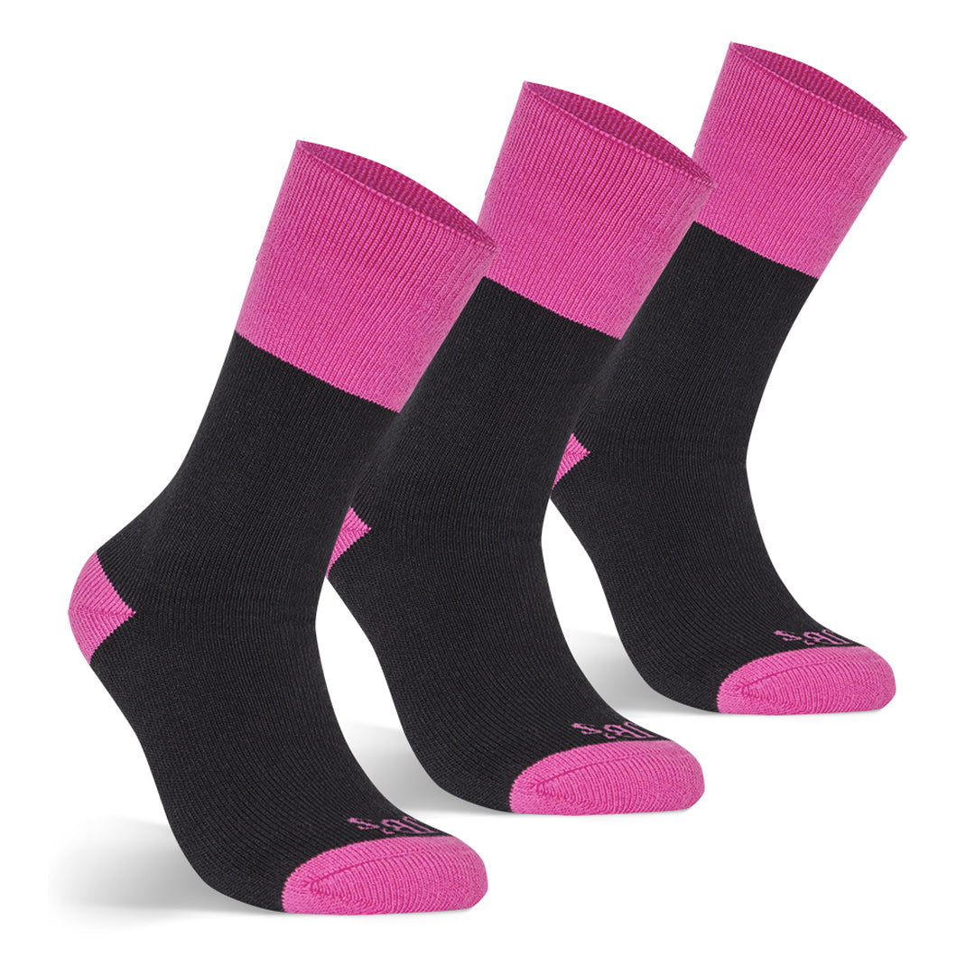 House of Uniforms The Ladies Work Sock | 3 Pack Jbs Wear Black/Mid Pink