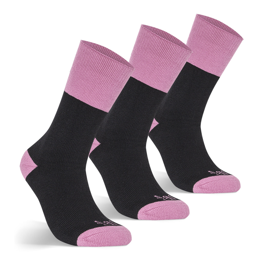 House of Uniforms The Ladies Work Sock | 3 Pack Jbs Wear Black/Soft Pink