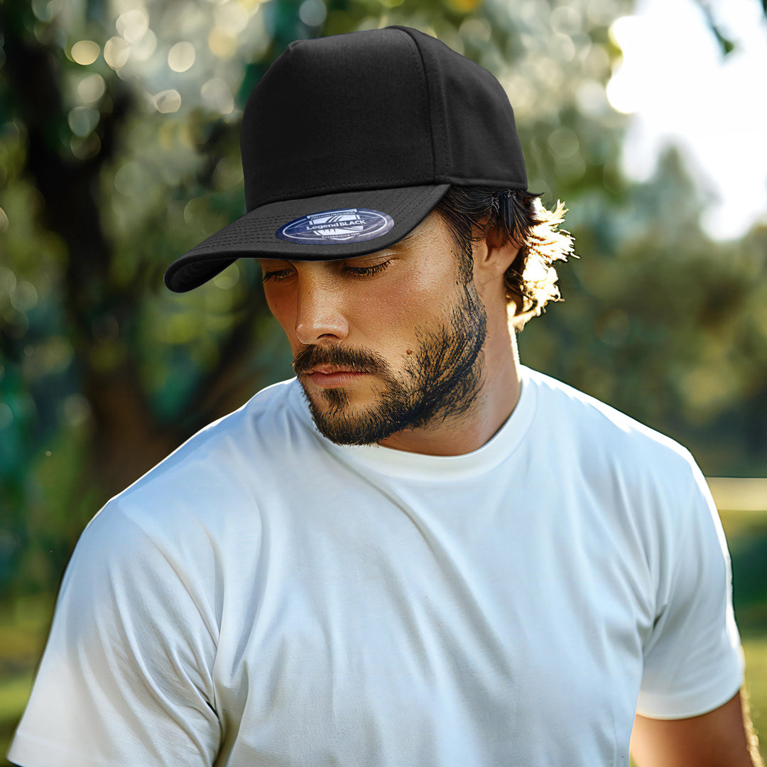 House of Uniforms The A Frame 5 Panel Cap Legend Black