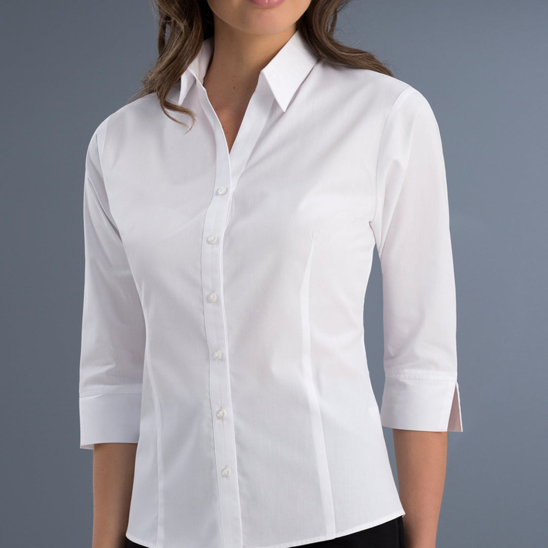 House of Uniforms The Melbourne Shirt | Ladies | Slim Fit | Short and 3/4 Sleeve John Kevin White