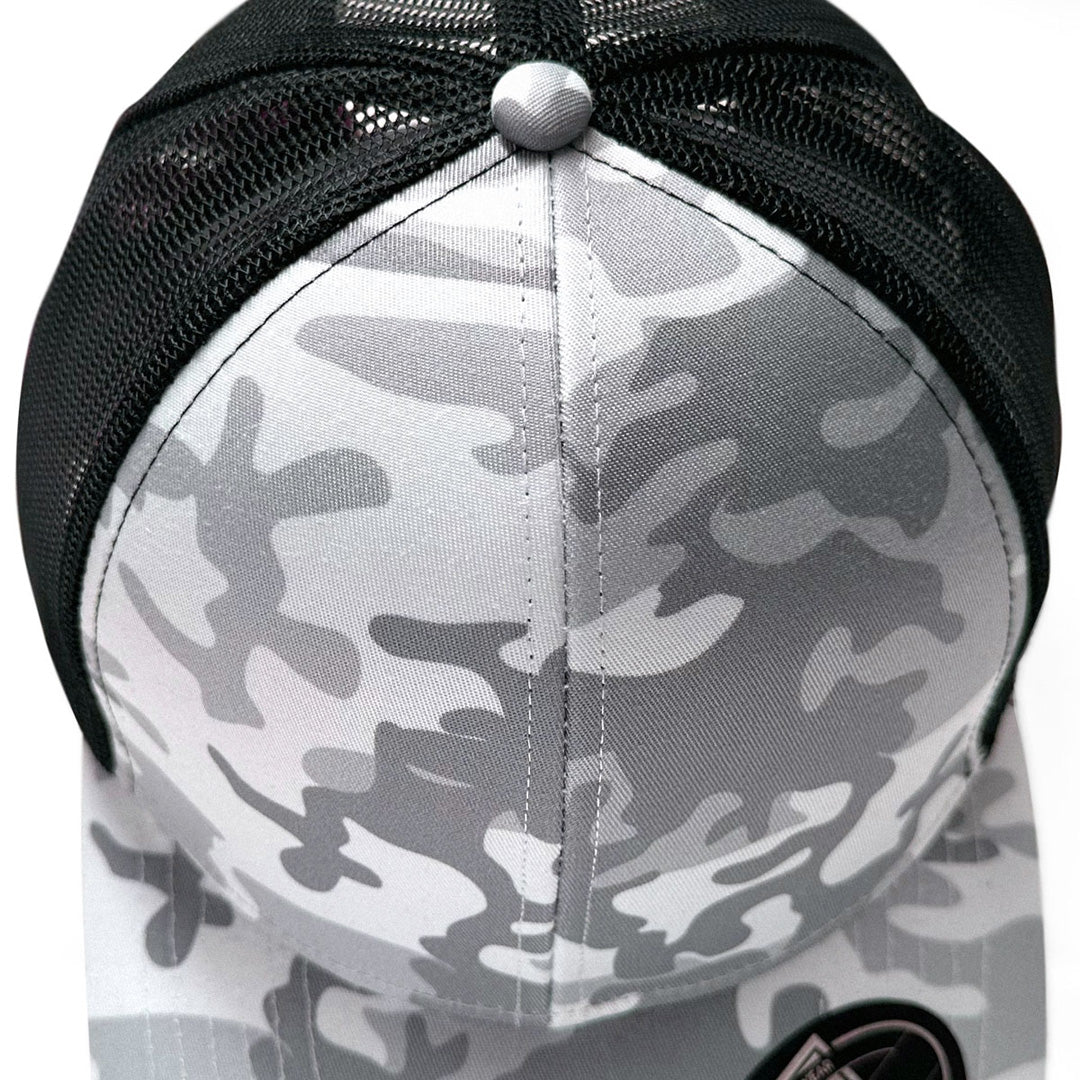House of Uniforms The Snow Camo Trucker Cap | 6 Panel Legend Black