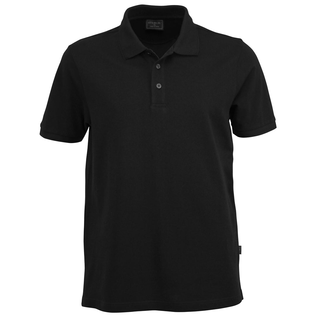 House of Uniforms The Airlie Polo | Mens | Short Sleeve Stencil Black