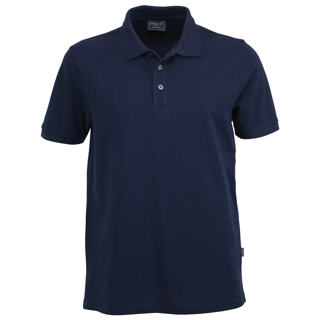House of Uniforms The Airlie Polo | Mens | Short Sleeve Stencil Navy