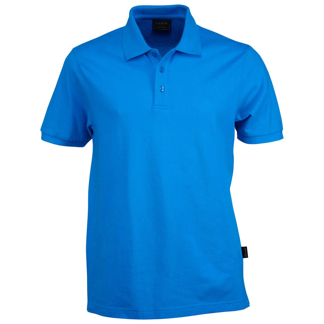 House of Uniforms The Airlie Polo | Mens | Short Sleeve Stencil Ocean Blue