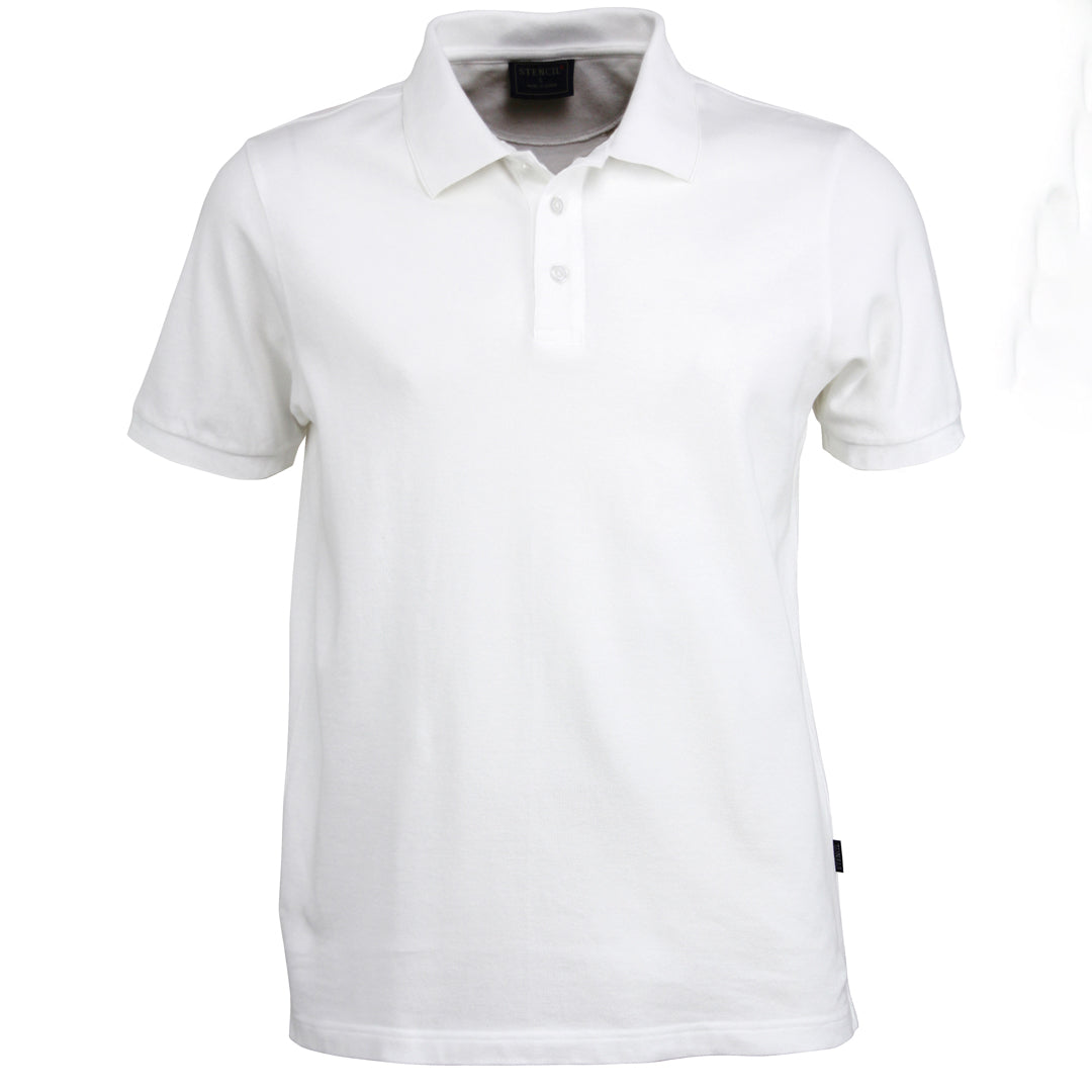 House of Uniforms The Airlie Polo | Mens | Short Sleeve Stencil White
