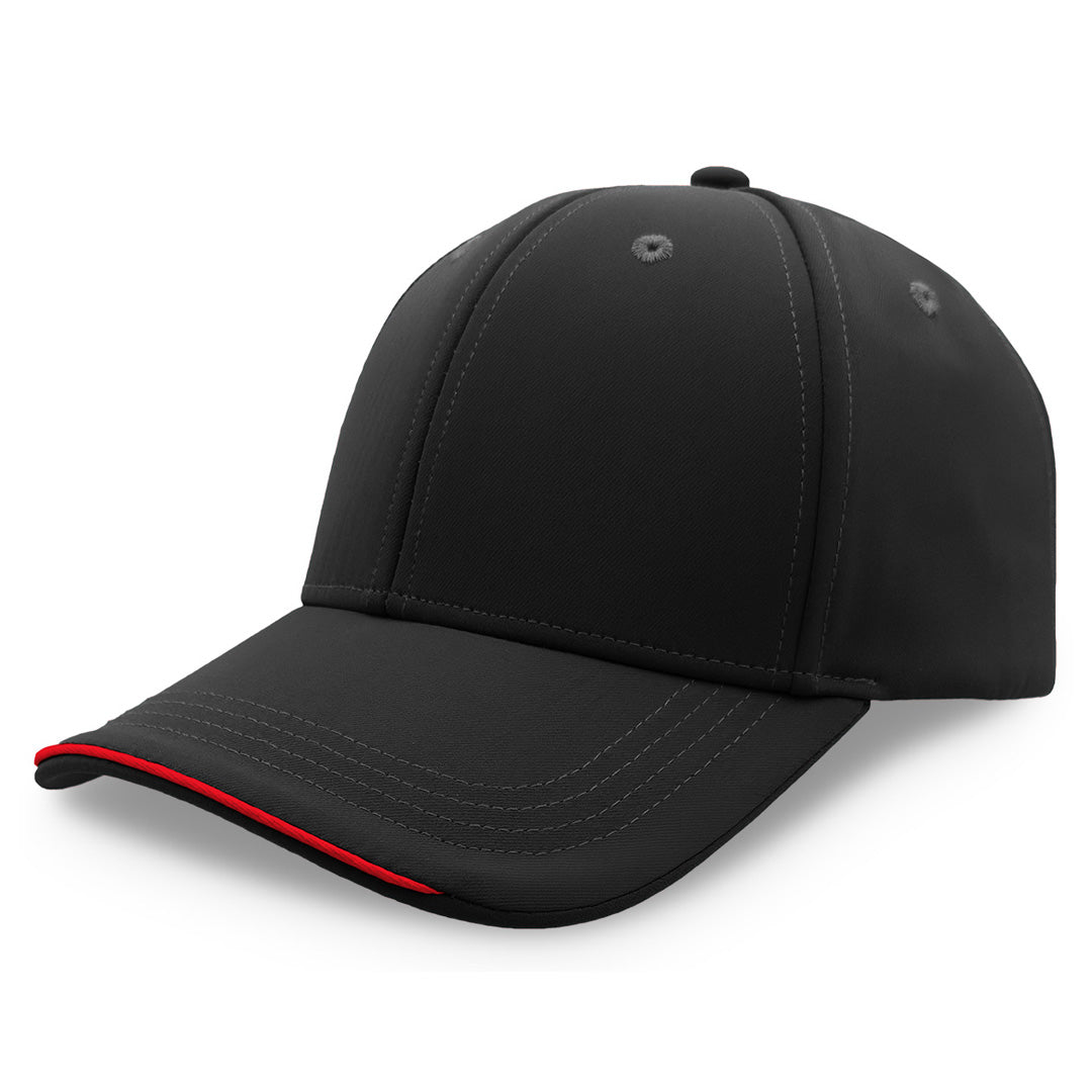 House of Uniforms The Streamliner Cap | 6 Panel Legend Black Black/Red
