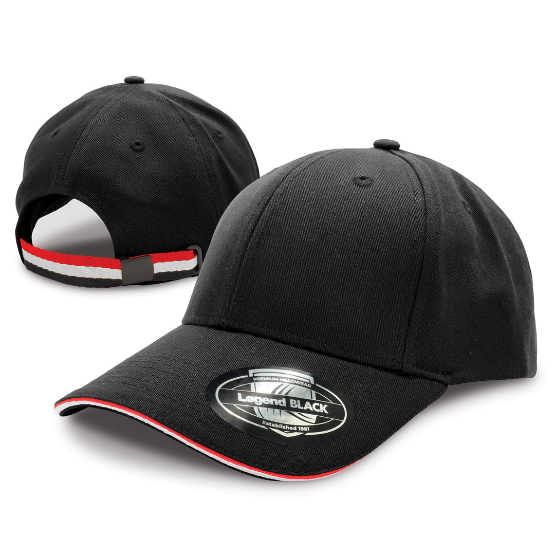 House of Uniforms The San Marino Cap Legend Black Black/Red