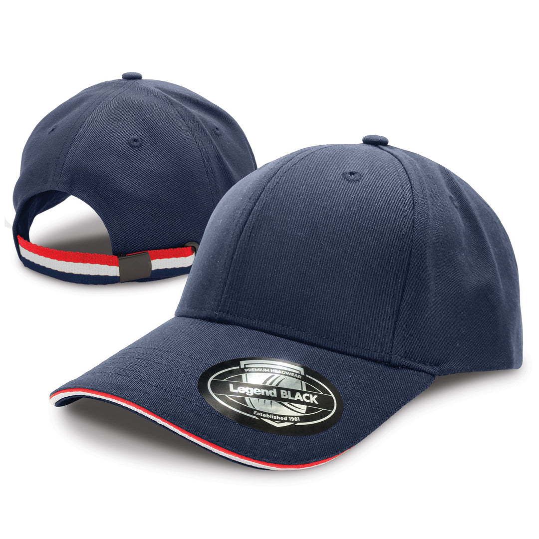 House of Uniforms The San Marino Cap Legend Black Navy/Red