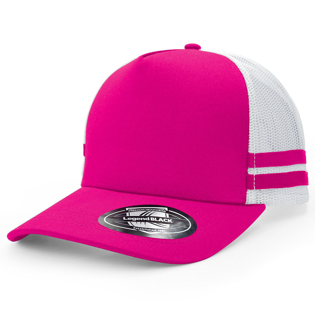 House of Uniforms The Striped Trucker Cap Legend Black Hot Pink/White