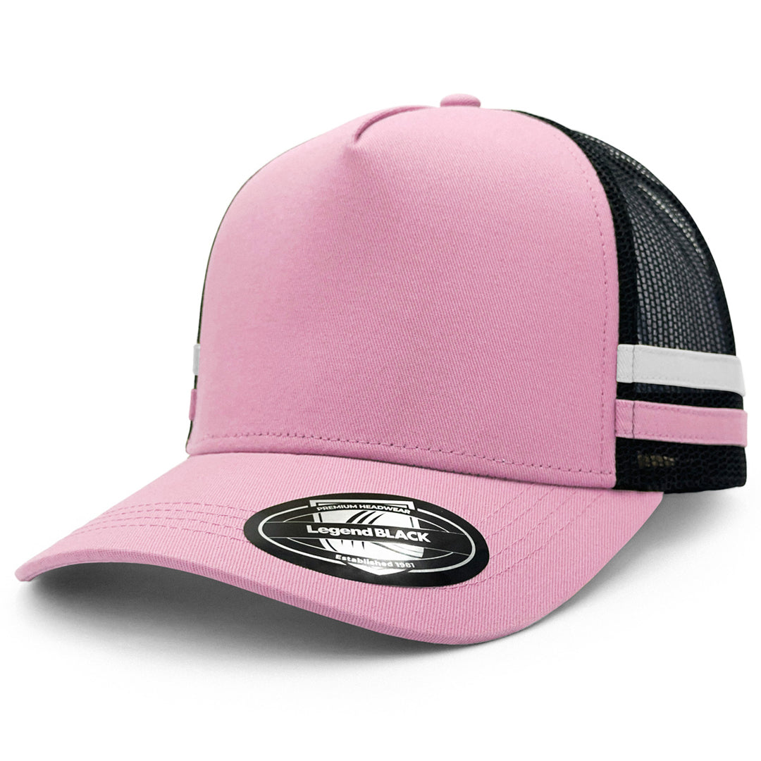 House of Uniforms The Striped Trucker Cap Legend Black Pink/Black/White