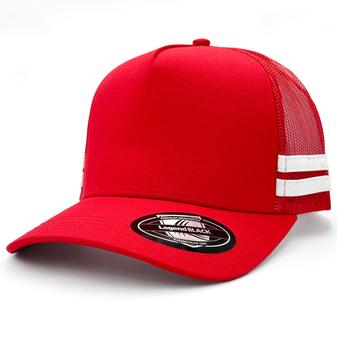 House of Uniforms The Striped Trucker Cap Legend Black Red/Red/White