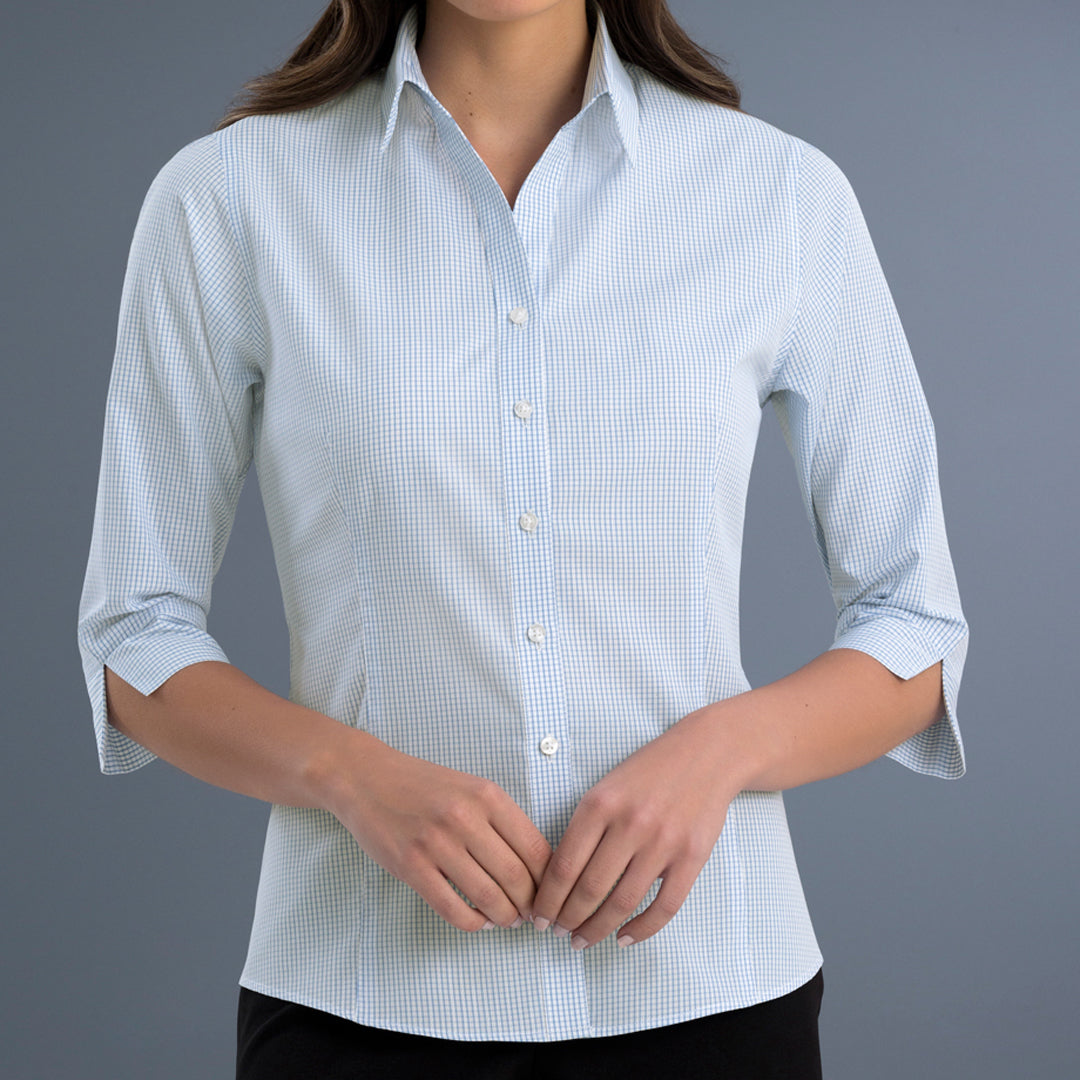 House of Uniforms The Moscow Shirt | Ladies | Slim Fit | Short and 3/4 Sleeve John Kevin Blue